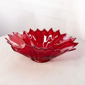 Vintage Large Red Opalescent Glass Fostoria Heirloom Bowl Amberina